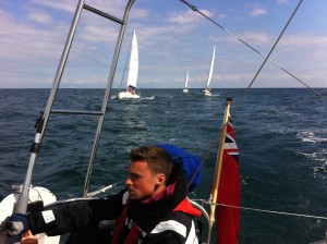 Grouped and crossing the TSS head to wind and motoring...