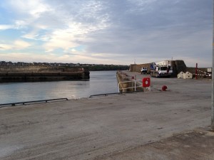 The narrow entrance to Wick outer harbour that leads to the inner harbour. Not to be attempted in onshore winds.