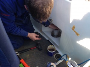Mark, Mr Stainless SYH, installing the new bush and our bespoke stainless cap to hold it in place and stop it turning.