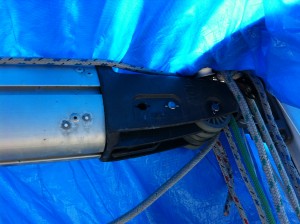 Old boom showing many new rivets over the years...